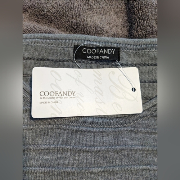 COOFANDY Women's Sweater Top Size Large Ribbed Long Sleeve Heather Blue‎ NWT - Picture 4 of 4